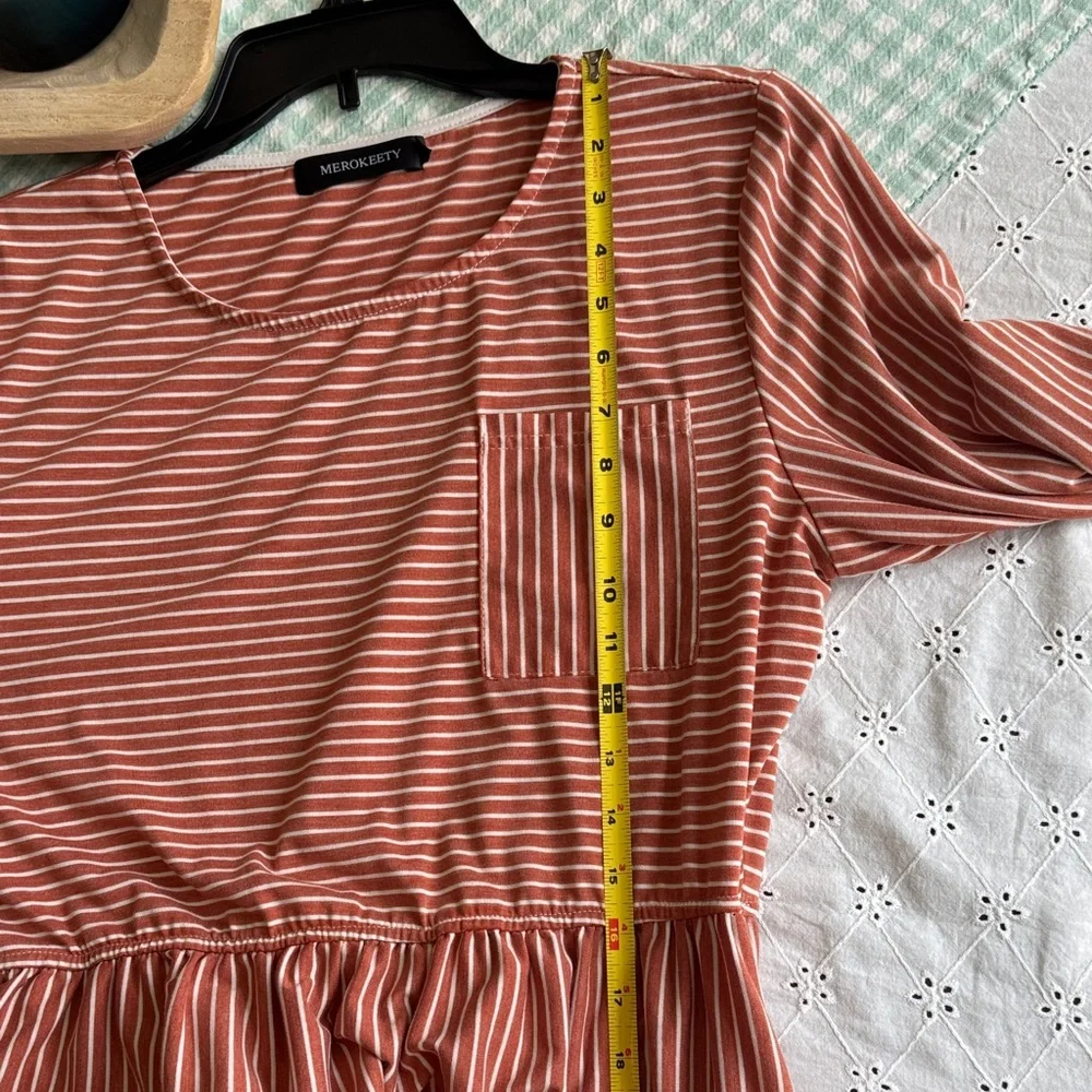 Merokeety Rust Striped Midi Dress - Picture 8 of 9